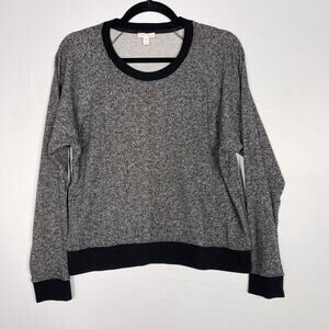 Soft Joie Medium M Heather Gray Black Side Zip Sweatshirt Pullover Crew Neck